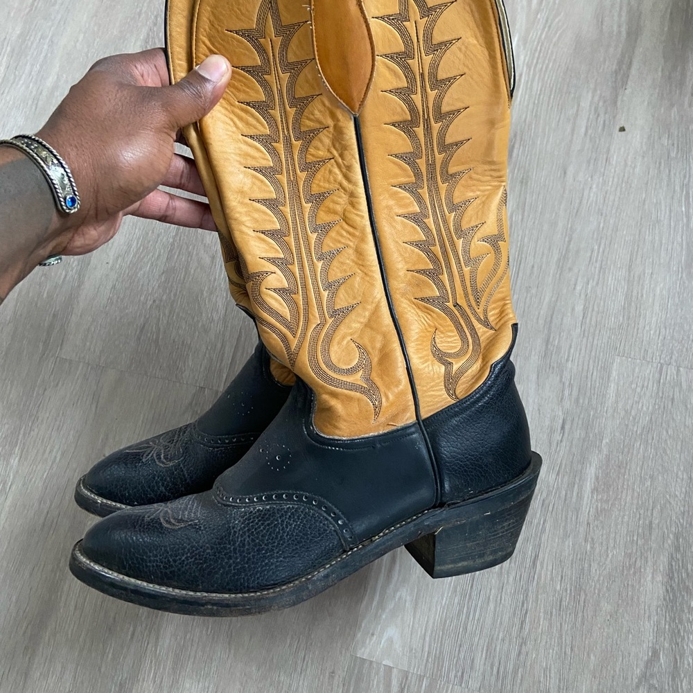 Tony Lama Black and Tan Cowboy Boots